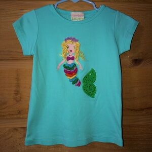 3-D mermaid crochet accents tee shirt Lemon Loves Lime size 4 Years blue
